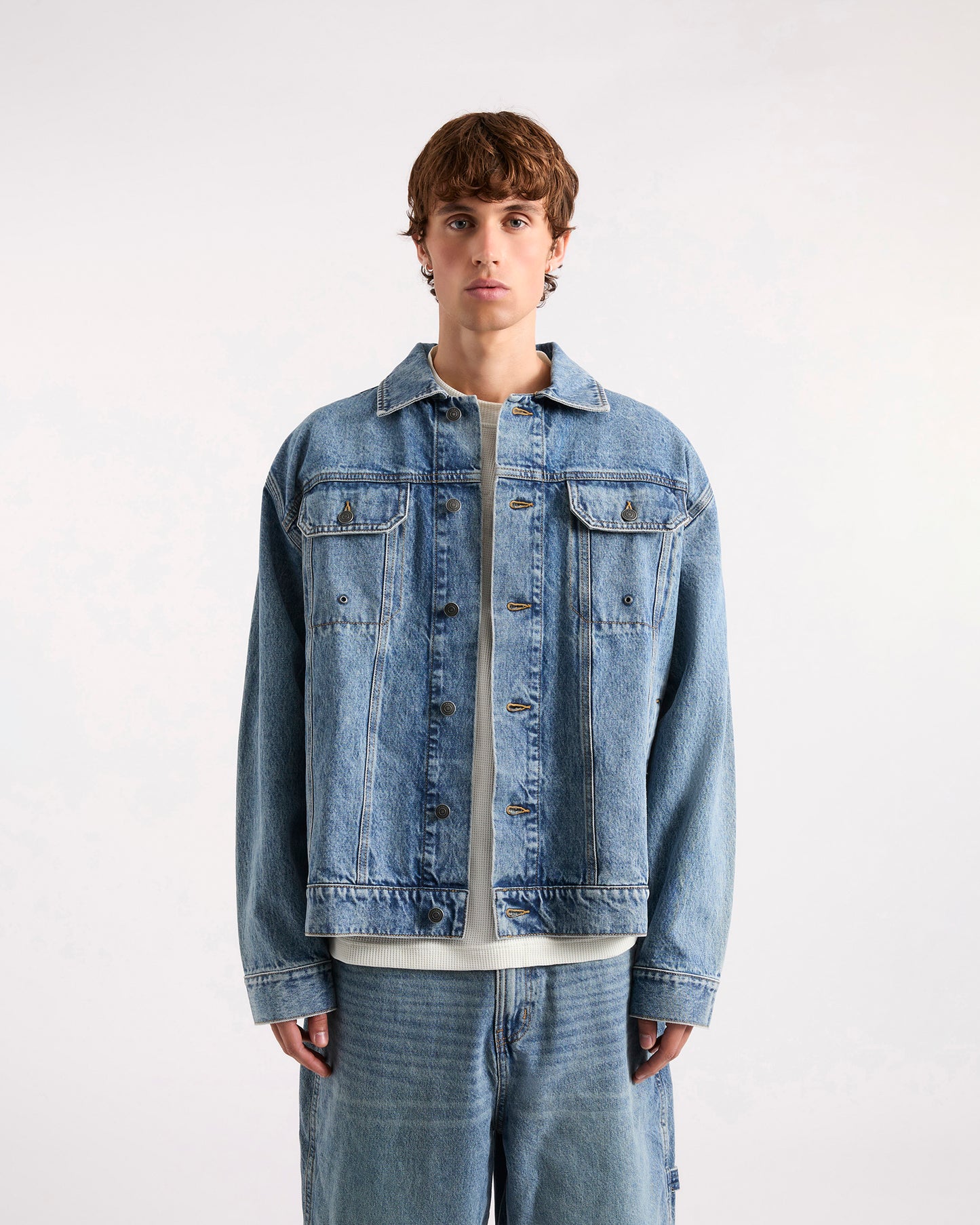 EDWARDS DENIM JACKET - Mid Denim Blue