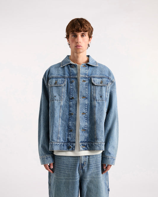 EDWARDS DENIM JACKET - Mid Denim Blue