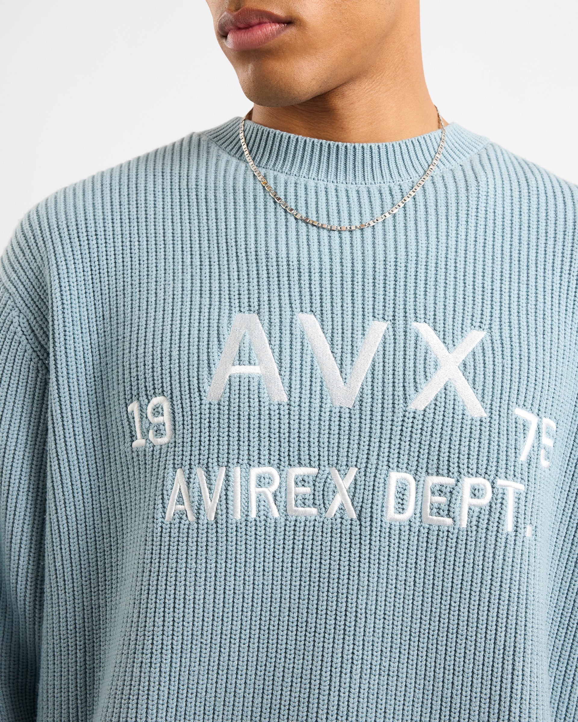 Men's Blue Fog Oversized Knit Sweatshirt | Horizon Knit Sweat