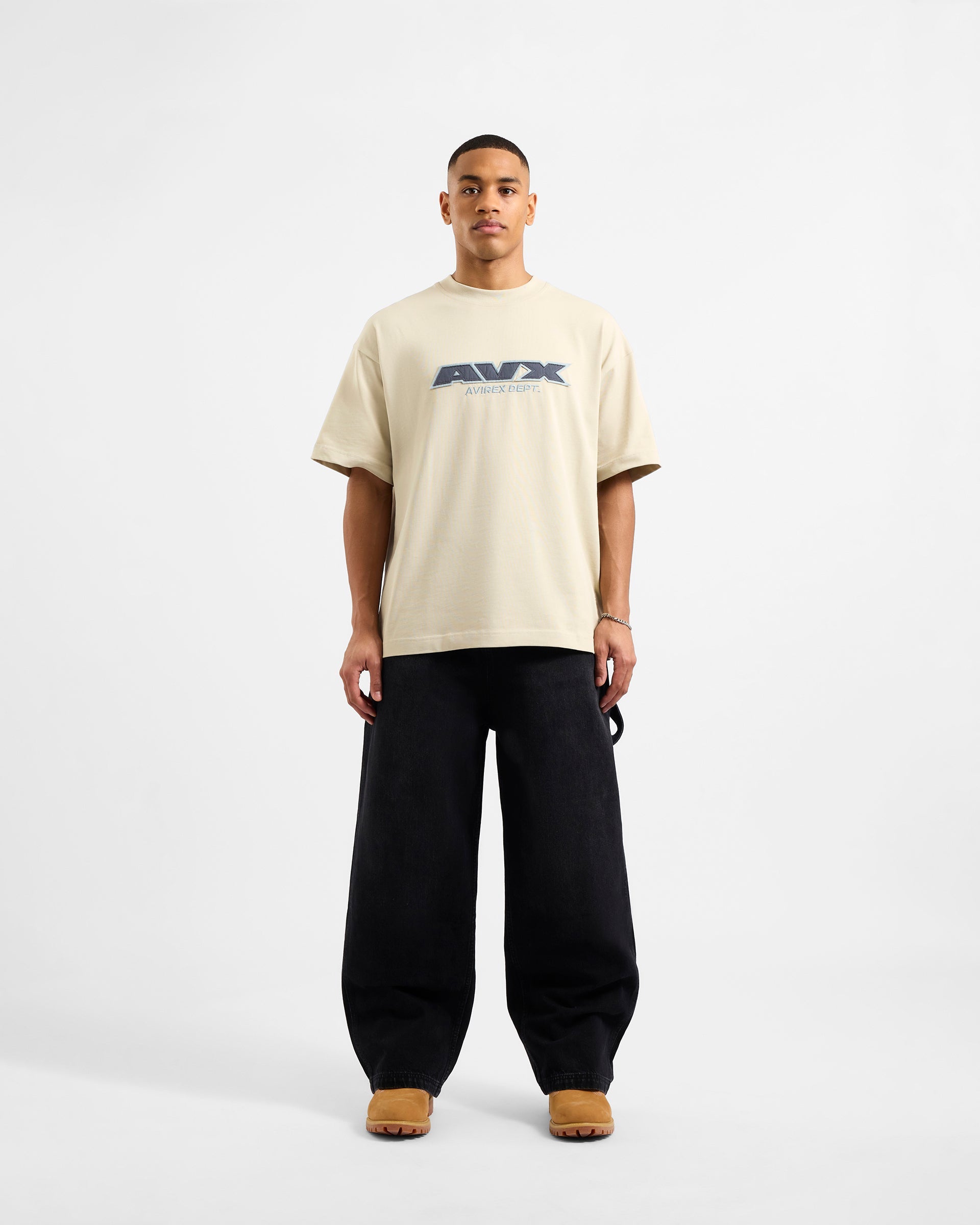 Men's Black Denim Wide Leg Denim Jeans | Mitch Denim Pant | Avirex