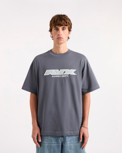 SIVA / シヴァ / Cut-out T-Shirt 2009 アーカイヴ Men's Slate Blue Oversized Short Sleeve T-Shirt | Squadron Tee