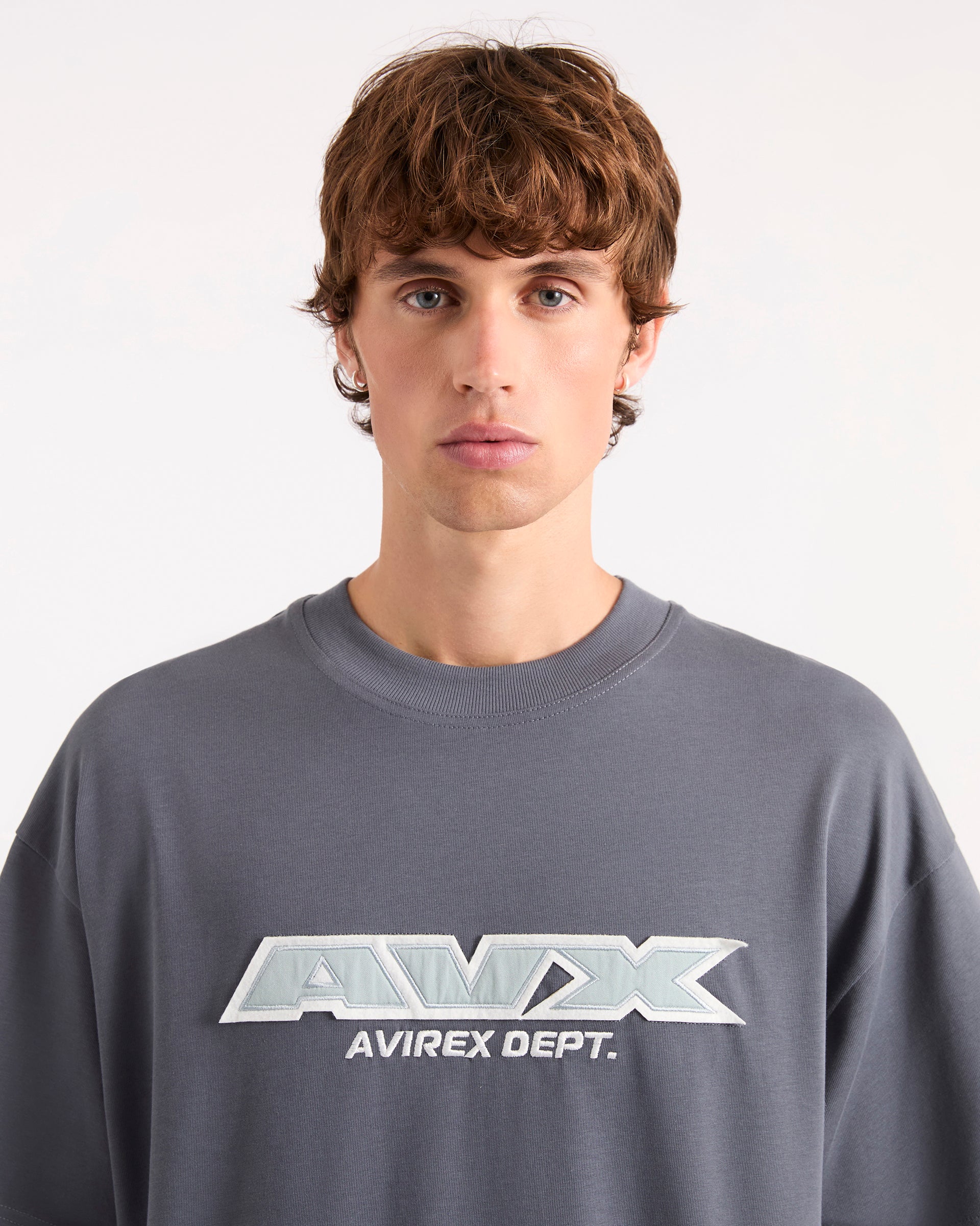 Men's Slate Blue Oversized Short Sleeve T-Shirt | Squadron Tee