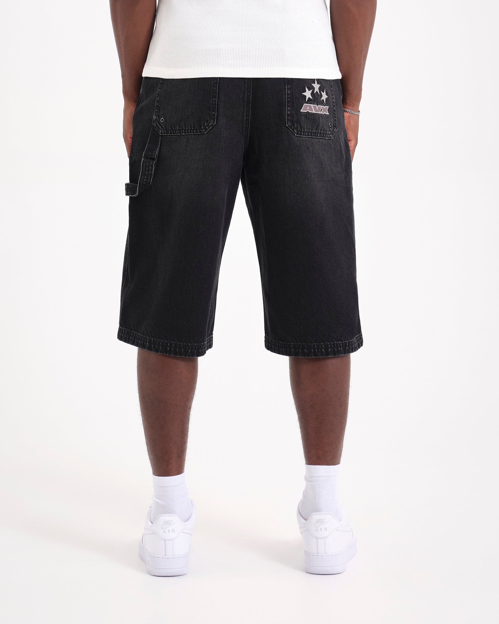 Men's Black Denim Relaxed Denim Shorts | Dam Denim Short | Avirex