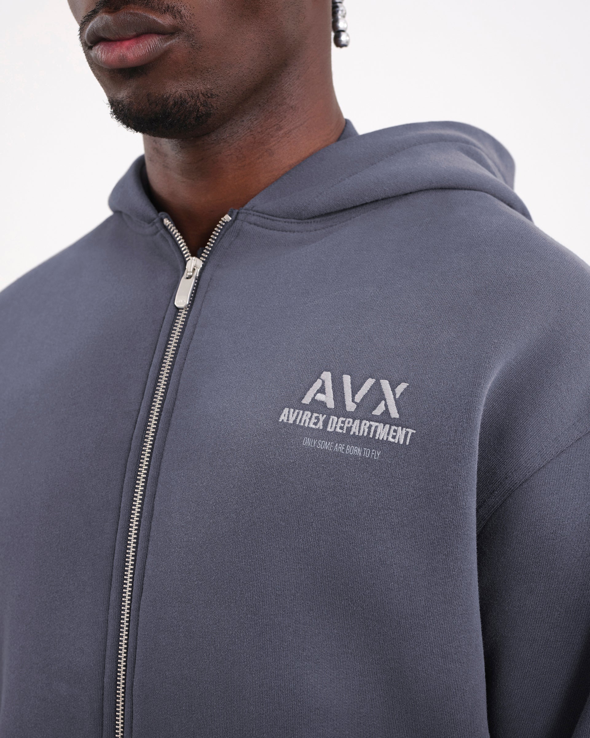 Men's Ink Oversized Zip Through Hoodie | Prop Zip Through | Avirex