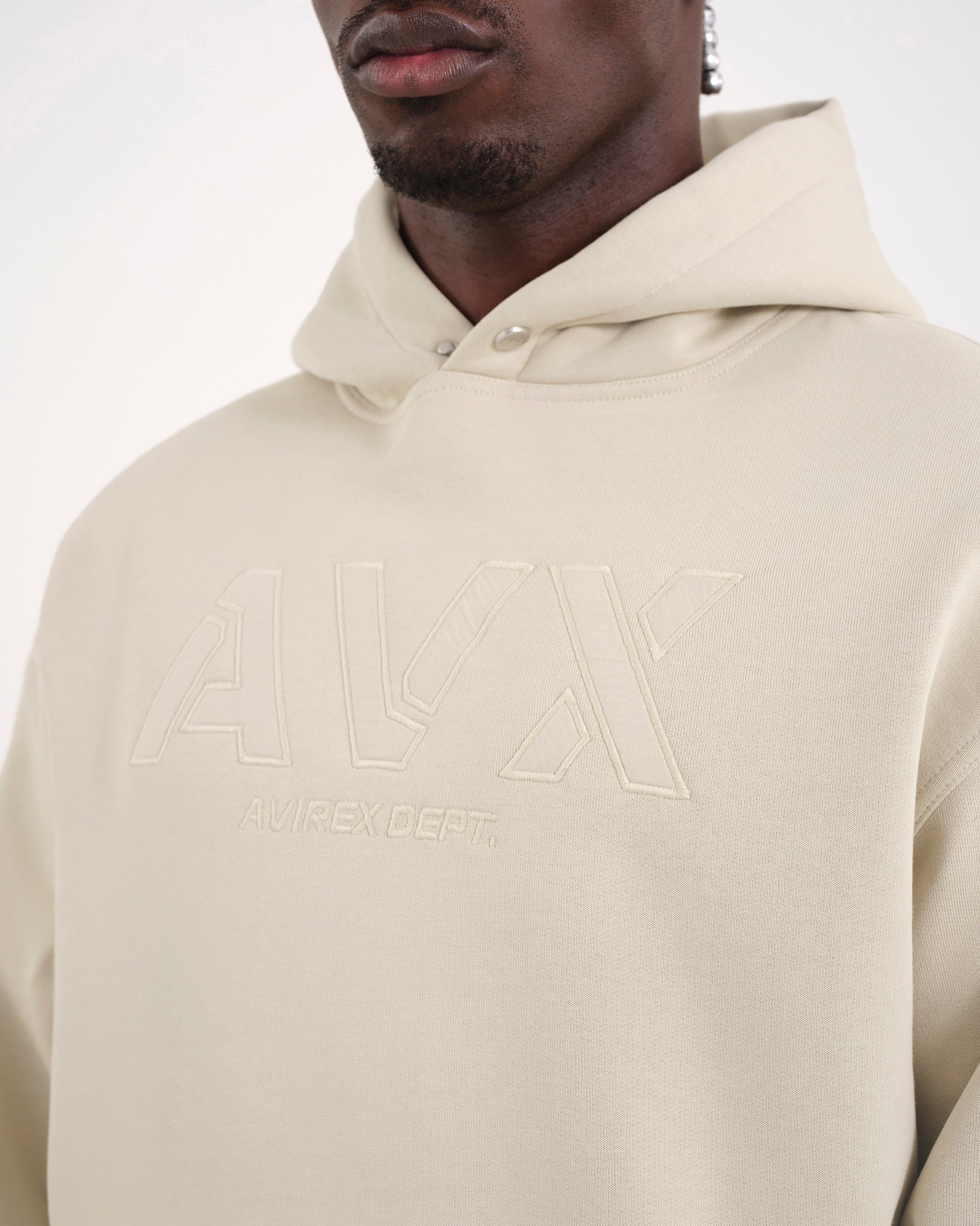 Men's Sand Brown Oversized Pullover Hoodie | Vital Hoodie | Avirex